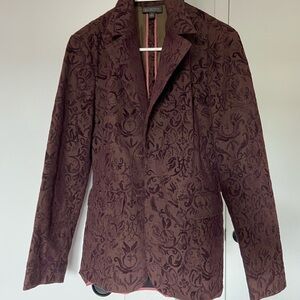 Classiques Entier Brown Textured Jacquard Blazer Velvet Floral Pattern (Size 4)